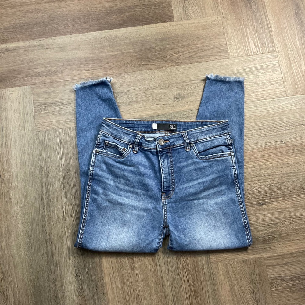 Kut from the Kloth Donna Fab Ab Ankle Skinny High Rise Jeans Womens 6P Blue Boho